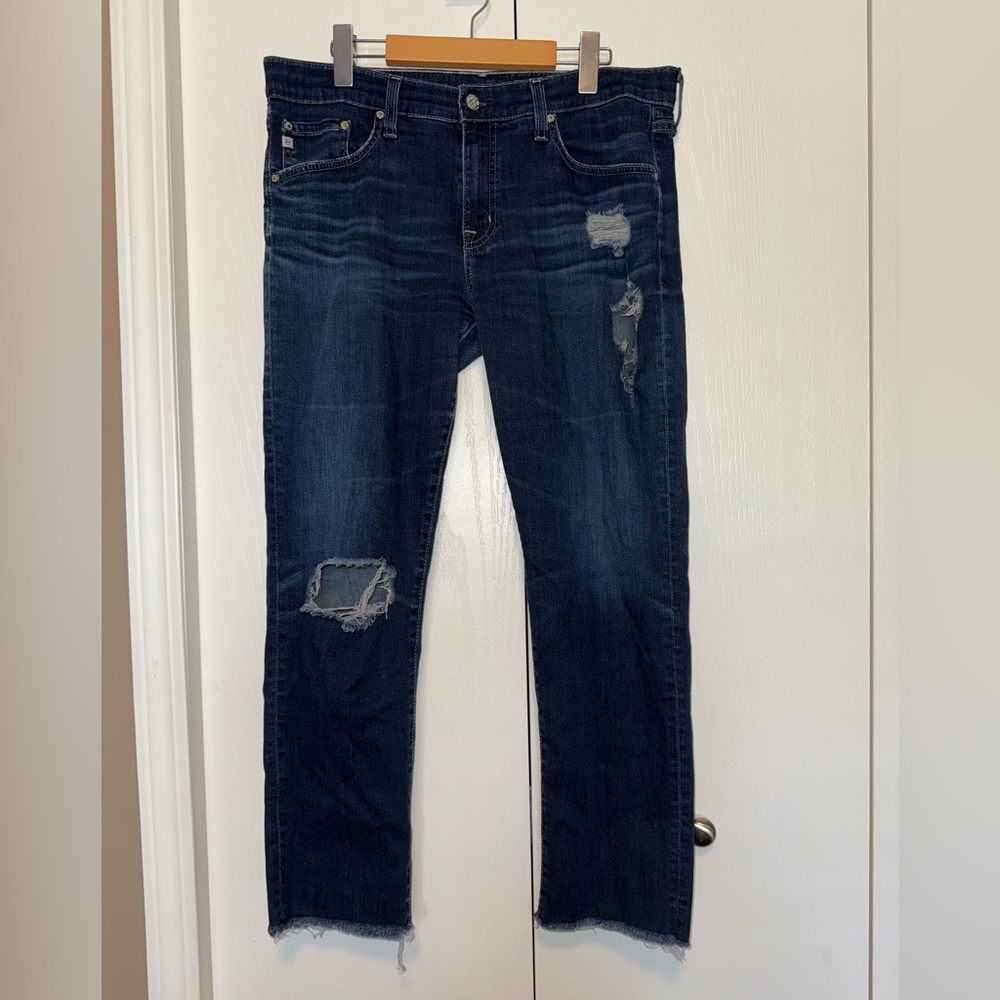 Adriana Goldschmidt AG Ex-Boyfriend Slim Cropped Distressed Jeans
